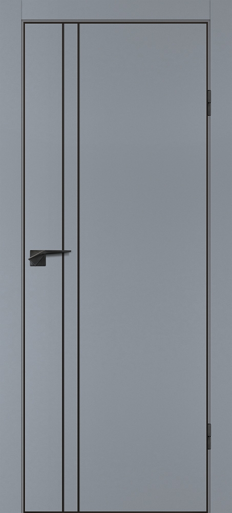 Фото Межкомнатная дверь P-20  черный молдинг PET,  кромка ABS черная c 4-х ст. Серый матовый