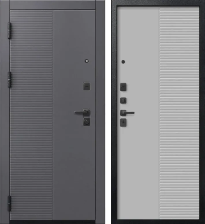 Фото Дверь V-18 Черный муар + Кашемир графит - Кашемир сильвер DIS007357