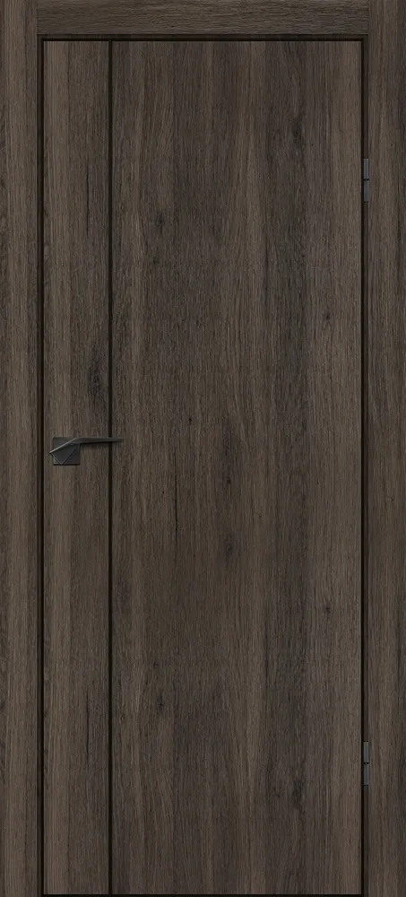 Межкомнатная дверь P-21  черный молдинг PET,  кромка ABS черная c 4-х ст. Дуб темный