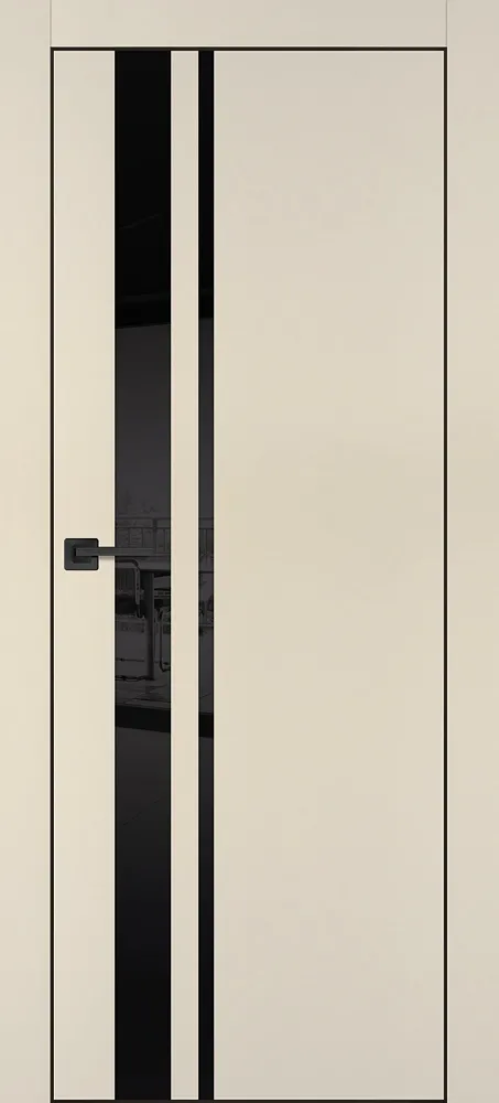 Межкомнатная дверь PX-16 черная кромка с 4-х ст. Бежевый матовый